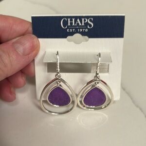 Chaps purple and silver lever back earrings new
